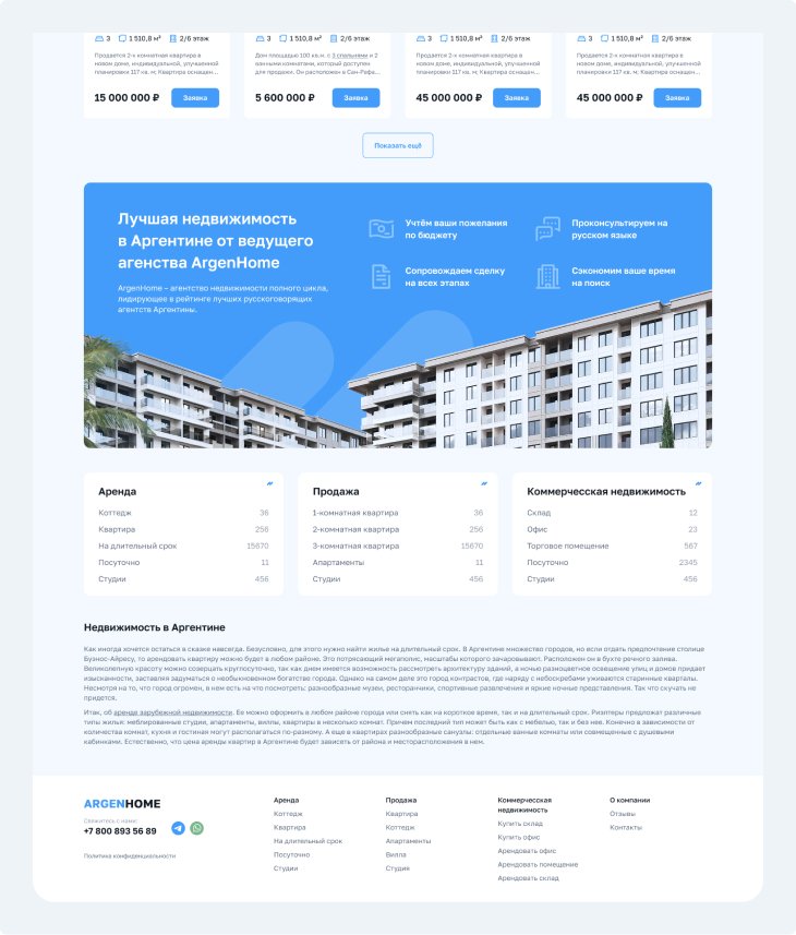 ARGENHOME — главная: о компании и разделы